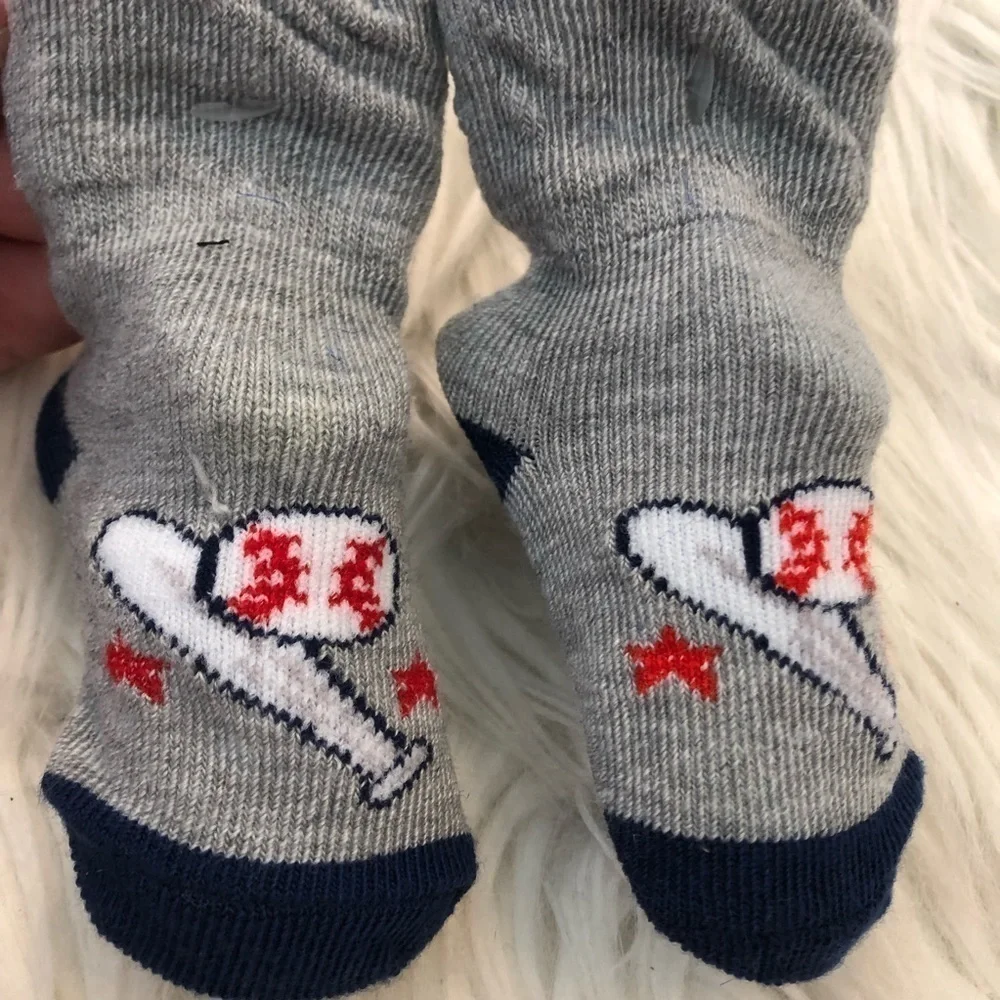 Angel of Mine Baby Booties Gray Baseball